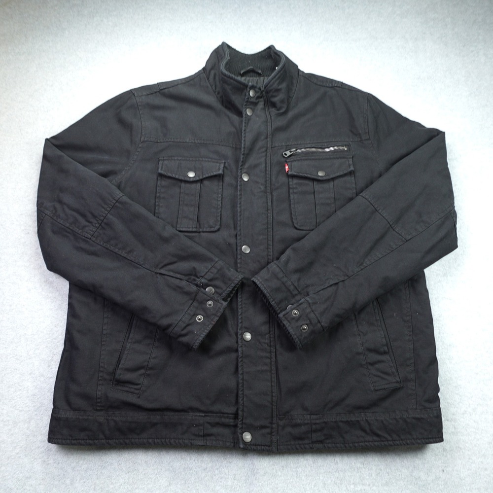 Levi's Jacket Mens XL Black Field Military Utility Quilted Lined Coat
